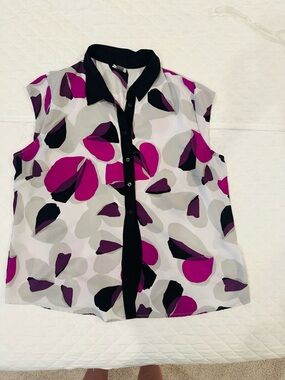 Worthington Violet, Black & White Printed Blouse